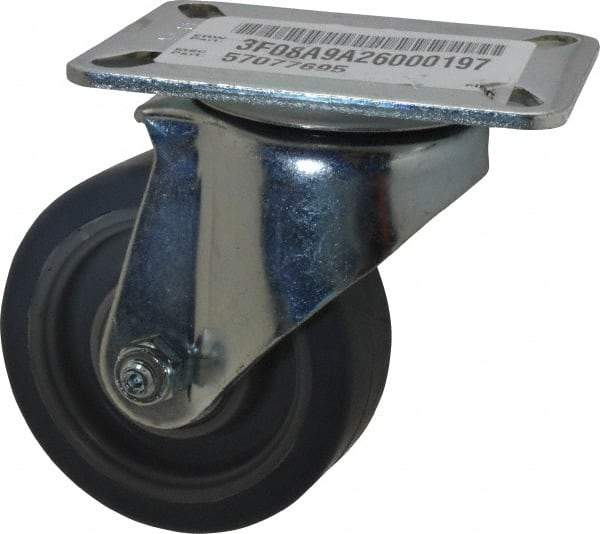 E.R. Wagner - 3-1/2" Diam x 1-1/4" Wide x 4-5/8" OAH Top Plate Mount Swivel Caster - TPR, 155 Lb Capacity, Ball Bearing, 3-1/8 x 4-1/8" Plate - Benchmark Tooling