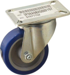 E.R. Wagner - 3-1/2" Diam x 1-1/4" Wide x 4-5/8" OAH Top Plate Mount Swivel Caster - Polyurethane, 250 Lb Capacity, Delrin Bearing, 3-1/8 x 4-1/8" Plate - Benchmark Tooling