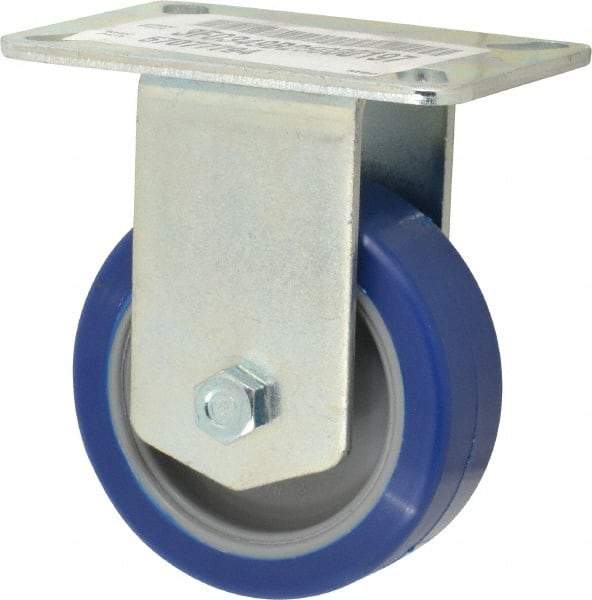 E.R. Wagner - 3-1/2" Diam x 1-1/4" Wide x 4-5/8" OAH Top Plate Mount Rigid Caster - Polyurethane, 250 Lb Capacity, Ball Bearing, 3-1/8 x 4-1/8" Plate - Benchmark Tooling