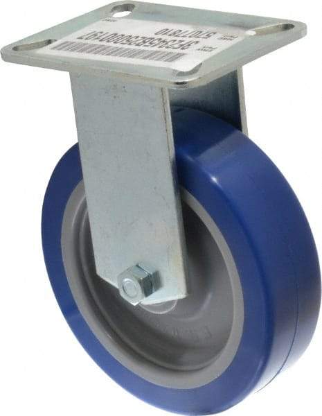 E.R. Wagner - 5" Diam x 1-1/2" Wide x 6-1/4" OAH Top Plate Mount Rigid Caster - Polyurethane, 450 Lb Capacity, Ball Bearing, 3-1/8 x 4-1/8" Plate - Benchmark Tooling