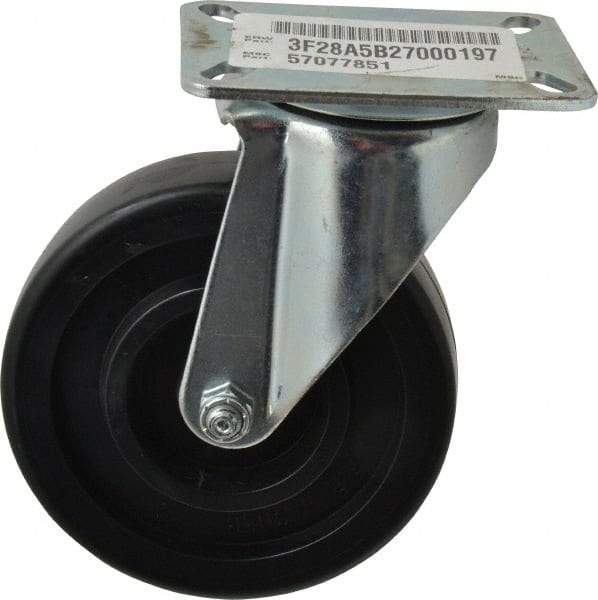 E.R. Wagner - 5" Diam x 1-3/8" Wide x 6-3/8" OAH Top Plate Mount Swivel Caster - Polypropylene, 450 Lb Capacity, Delrin Bearing, 3-1/8 x 4-1/8" Plate - Benchmark Tooling