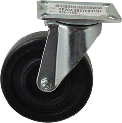 E.R. Wagner - 5" Diam x 1-3/8" Wide x 6-3/8" OAH Top Plate Mount Swivel Caster - Polypropylene, 450 Lb Capacity, Delrin Bearing, 3-1/8 x 4-1/8" Plate - Benchmark Tooling