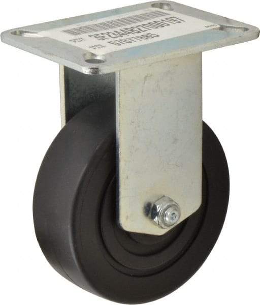 E.R. Wagner - 4" Diam x 1-3/8" Wide x 5-3/8" OAH Top Plate Mount Rigid Caster - Polypropylene, 375 Lb Capacity, Ball Bearing, 3-1/8 x 4-1/8" Plate - Benchmark Tooling