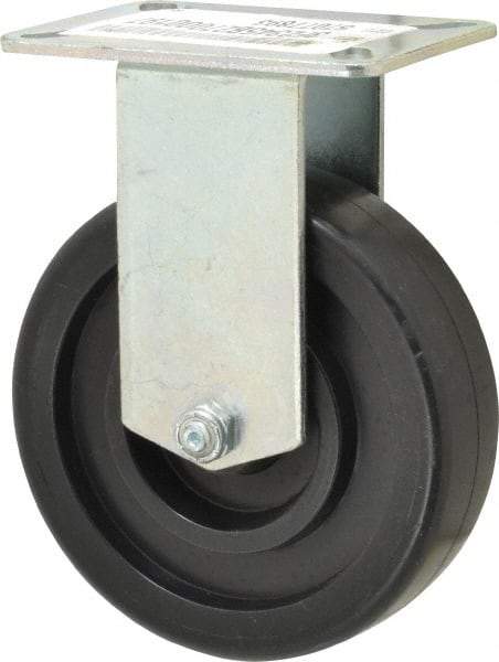 E.R. Wagner - 5" Diam x 1-3/8" Wide x 6-3/8" OAH Top Plate Mount Rigid Caster - Polypropylene, 450 Lb Capacity, Ball Bearing, 3-1/8 x 4-1/8" Plate - Benchmark Tooling