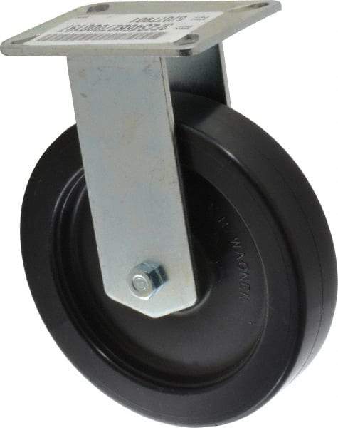 E.R. Wagner - 6" Diam x 1-1/2" Wide x 7-3/8" OAH Top Plate Mount Rigid Caster - Polypropylene, 450 Lb Capacity, Ball Bearing, 3-1/8 x 4-1/8" Plate - Benchmark Tooling