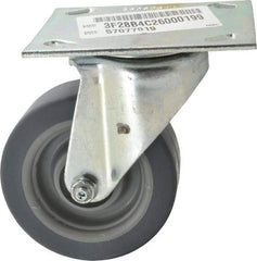 E.R. Wagner - 4" Diam x 1-1/2" Wide x 5-3/8" OAH Top Plate Mount Swivel Caster - TPR, 200 Lb Capacity, Roller Bearing, 3-3/4 x 4-5/8" Plate - Benchmark Tooling