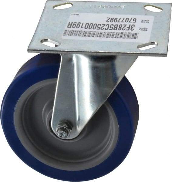 E.R. Wagner - 5" Diam x 1-1/2" Wide x 6-3/8" OAH Top Plate Mount Swivel Caster - Polyurethane, 450 Lb Capacity, Roller Bearing, 3-3/4 x 4-5/8" Plate - Benchmark Tooling