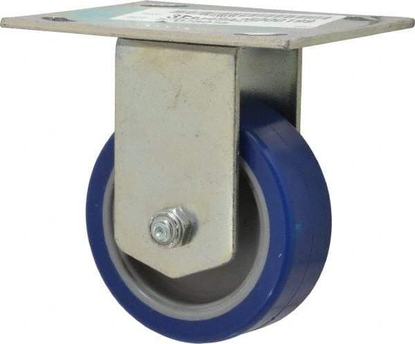 E.R. Wagner - 3-1/2" Diam x 1-1/4" Wide x 4-5/8" OAH Top Plate Mount Rigid Caster - Polyurethane, 250 Lb Capacity, Ball Bearing, 3-3/4 x 4-5/8" Plate - Benchmark Tooling