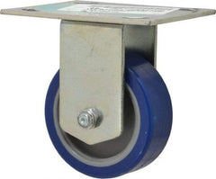 E.R. Wagner - 3-1/2" Diam x 1-1/4" Wide x 4-5/8" OAH Top Plate Mount Rigid Caster - Polyurethane, 250 Lb Capacity, Ball Bearing, 3-3/4 x 4-5/8" Plate - Benchmark Tooling