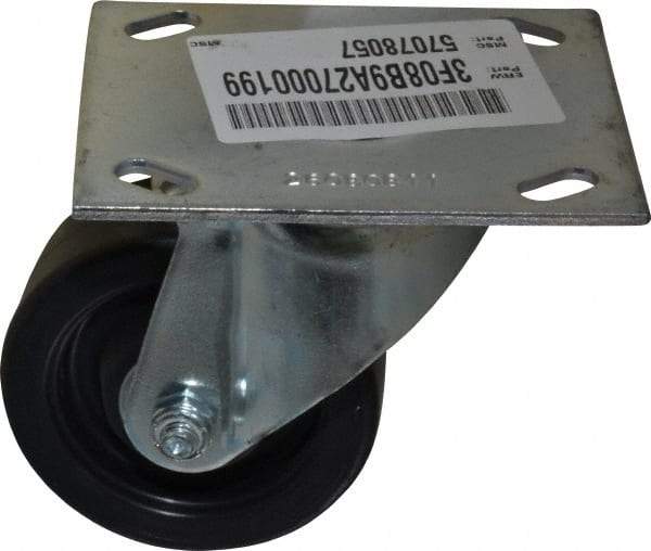 E.R. Wagner - 3-1/2" Diam x 1-1/4" Wide x 4-5/8" OAH Top Plate Mount Swivel Caster - Polypropylene, 250 Lb Capacity, Ball Bearing, 3-3/4 x 4-5/8" Plate - Benchmark Tooling