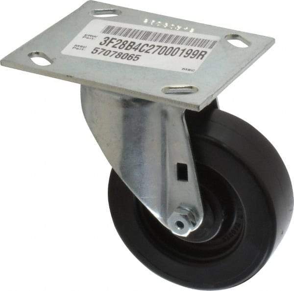 E.R. Wagner - 4" Diam x 1-3/8" Wide x 5-3/8" OAH Top Plate Mount Swivel Caster - Polypropylene, 375 Lb Capacity, Roller Bearing, 3-3/4 x 4-5/8" Plate - Benchmark Tooling