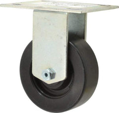 E.R. Wagner - 4" Diam x 1-3/8" Wide x 5-3/8" OAH Top Plate Mount Rigid Caster - Polypropylene, 375 Lb Capacity, Roller Bearing, 3-3/4 x 4-5/8" Plate - Benchmark Tooling