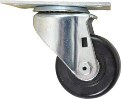 E.R. Wagner - 3" Diam x 1-1/2" Wide x 4-3/8" OAH Top Plate Mount Swivel Caster - Phenolic, 350 Lb Capacity, Roller Bearing, 3-3/4 x 4-5/8" Plate - Benchmark Tooling