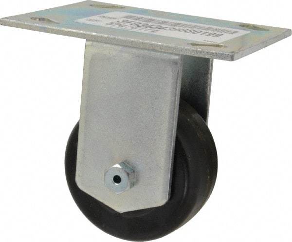 E.R. Wagner - 3" Diam x 1-1/2" Wide x 4-3/8" OAH Top Plate Mount Rigid Caster - Phenolic, 350 Lb Capacity, Roller Bearing, 3-3/4 x 4-5/8" Plate - Benchmark Tooling