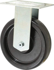 E.R. Wagner - 6" Diam x 1-1/2" Wide x 7-3/8" OAH Top Plate Mount Rigid Caster - Phenolic, 450 Lb Capacity, Roller Bearing, 3-3/4 x 4-5/8" Plate - Benchmark Tooling