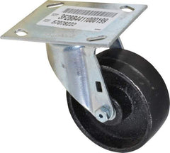 E.R. Wagner - 4" Diam x 1-1/2" Wide x 5-3/8" OAH Top Plate Mount Swivel Caster - Semi-Steel, 450 Lb Capacity, Roller Bearing, 3-3/4 x 4-5/8" Plate - Benchmark Tooling