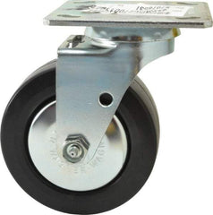 E.R. Wagner - 5" Diam x 2" Wide x 6-1/2" OAH Top Plate Mount Swivel Caster - Polypropylene, 650 Lb Capacity, Roller Bearing, 4 x 4-1/2" Plate - Benchmark Tooling