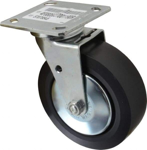 E.R. Wagner - 6" Diam x 2" Wide x 7-1/2" OAH Top Plate Mount Swivel Caster - Polypropylene, 700 Lb Capacity, Roller Bearing, 4 x 4-1/2" Plate - Benchmark Tooling