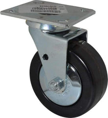 E.R. Wagner - 5" Diam x 2" Wide x 6-1/2" OAH Top Plate Mount Swivel Caster - Phenolic, 650 Lb Capacity, Roller Bearing, 4 x 4-1/2" Plate - Benchmark Tooling