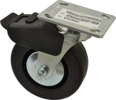 E.R. Wagner - 6" Diam x 2" Wide x 7-1/2" OAH Top Plate Mount Swivel Caster with Brake - Phenolic, 700 Lb Capacity, Roller Bearing, 4 x 4-1/2" Plate - Benchmark Tooling