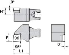 Kennametal - Left Hand Cut, Size KM25, CC.. Insert Compatiblity, External Modular Turning & Profiling Cutting Unit Head - 16mm Ctr to Cutting Edge, 30mm Head Length, Through Coolant, Series Screw-On - Benchmark Tooling