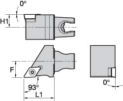 Kennametal - Left Hand Cut, Size KM25, DC.. Insert Compatiblity, External Modular Turning & Profiling Cutting Unit Head - 16mm Ctr to Cutting Edge, 30mm Head Length, Through Coolant, Series Screw-On - Benchmark Tooling