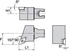 Kennametal - Right Hand Cut, Size KM25, DC.. Insert Compatiblity, External Modular Turning & Profiling Cutting Unit Head - 22mm Ctr to Cutting Edge, 30mm Head Length, Through Coolant, Series Screw-On - Benchmark Tooling