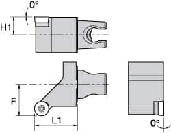 Kennametal - Left Hand Cut, Size KM25, RC.. 10T3M0 Insert Compatiblity, External Modular Turning & Profiling Cutting Unit Head - 22mm Ctr to Cutting Edge, 30mm Head Length, Through Coolant, Series Screw-On - Benchmark Tooling
