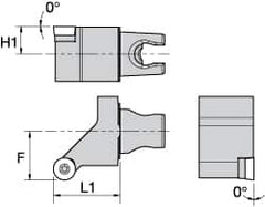 Kennametal - Left Hand Cut, Size KM25, RC.. 10T3M0 Insert Compatiblity, External Modular Turning & Profiling Cutting Unit Head - 22mm Ctr to Cutting Edge, 30mm Head Length, Through Coolant, Series Screw-On - Benchmark Tooling