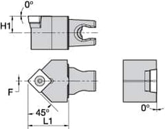 Kennametal - Neutral Cut, Size KM25, SC.. 120408 Insert Compatiblity, External Modular Turning & Profiling Cutting Unit Head - 30mm Head Length, Through Coolant, Series Screw-On - Benchmark Tooling