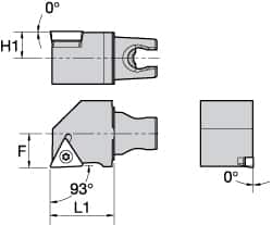 Kennametal - Right Hand Cut, Size KM25, TC.. Insert Compatiblity, External Modular Turning & Profiling Cutting Unit Head - 16mm Ctr to Cutting Edge, 30mm Head Length, Through Coolant, Series Screw-On - Benchmark Tooling