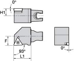 Kennametal - Right Hand Cut, Size KM25, TC.. Insert Compatiblity, External Modular Turning & Profiling Cutting Unit Head - 16mm Ctr to Cutting Edge, 30mm Head Length, Through Coolant, Series Screw-On - Benchmark Tooling