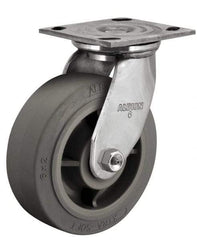 Albion - 8" Diam x 2" Wide x 9-1/2" OAH Top Plate Mount Swivel Caster - Phenolic, 1,200 Lb Capacity, Delrin Bearing, 4 x 4-1/2" Plate - Benchmark Tooling