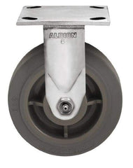 Albion - 8" Diam x 2" Wide x 9-1/2" OAH Top Plate Mount Rigid Caster - Phenolic, 1,200 Lb Capacity, Delrin Bearing, 4 x 4-1/2" Plate - Benchmark Tooling