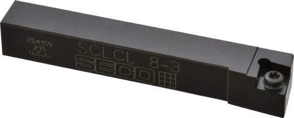 Seco - SCLC, Left Hand Cut, -5° Lead Angle, 1/2" Shank Height x 1/2" Shank Width, Neutral Rake Indexable Turning Toolholder - 3-1/2" OAL, CC..32.5. Insert Compatibility, Series Screw Lock - Benchmark Tooling