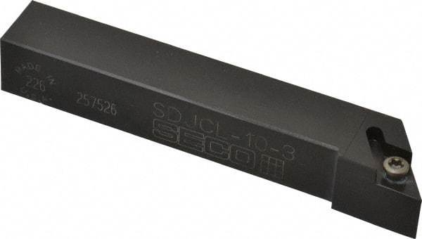 Seco - SDJC, Left Hand Cut, -3° Lead Angle, 5/8" Shank Height x 5/8" Shank Width, Neutral Rake Indexable Turning Toolholder - 4" OAL, DC..32.5. Insert Compatibility, Series Screw Lock - Benchmark Tooling