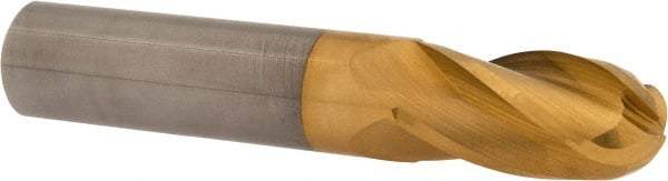 Atrax - 5/8" Diam, 1-1/4" LOC, 4 Flute Solid Carbide Ball End Mill - TiN Finish, Single End, 3-1/2" OAL, 5/8" Shank Diam - Benchmark Tooling