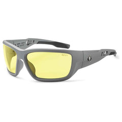 Baldr Yellow Lens Matte Gray Safety Glasses - Benchmark Tooling