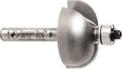 Amana Tool - 1-1/8" Cut Diam, 9/16" Length of Cut, 2 Flute Cove Edge Profile Router Bit - Carbide-Tipped, 1/4" Shank Diam, 2" OAL, Uncoated - Benchmark Tooling