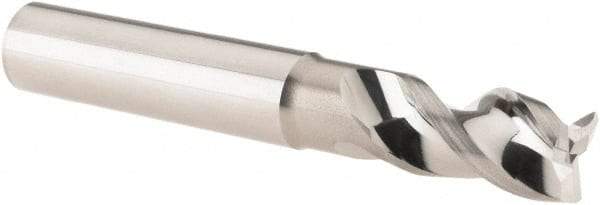 Iscar - 3/8", 3 Flute, Single End, Solid Carbide, 0.02" Corner Radius End Mill - 2-1/2" OAL, Right Hand Flute, 0.6" LOC, Right Hand Cut, 1-1/8" Extended Reach - Benchmark Tooling