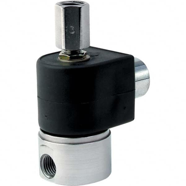 Parker - 120/60 - 110/50 VAC 1/4" NPT Port Stainless Steel Three-Way Direct Acting Solenoid Valve - Benchmark Tooling