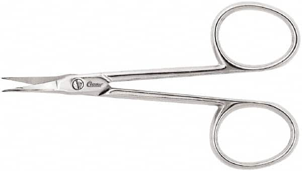 Clauss - 1" LOC, 3-11/16" OAL Chrome Plated Curved Scissors - Steel Handle, For Paper, Fabric - Benchmark Tooling