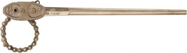 Ampco - 4" Max Pipe Capacity, 26" Long, Chain Wrench - 8" Actual OD, 29-3/4" Handle Length - Benchmark Tooling