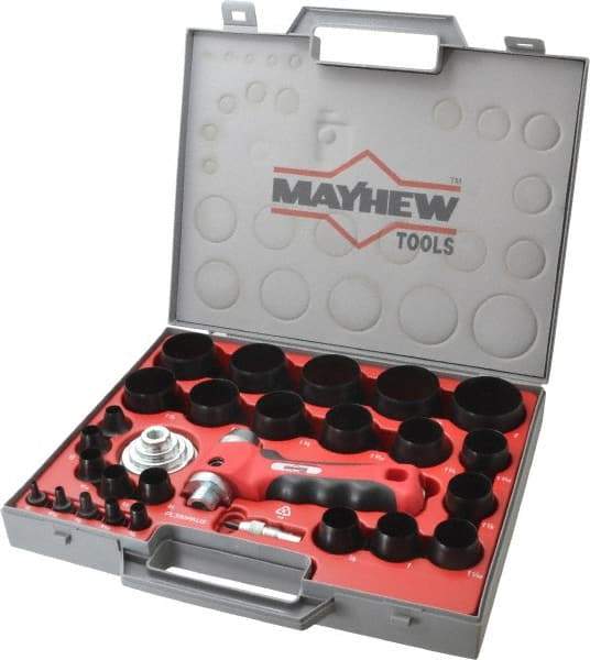 Mayhew - 28 Piece, 1/8 to 2", Hollow Punch Set - Carbon Alloy Steel, Comes in Polypropylene Case - Benchmark Tooling