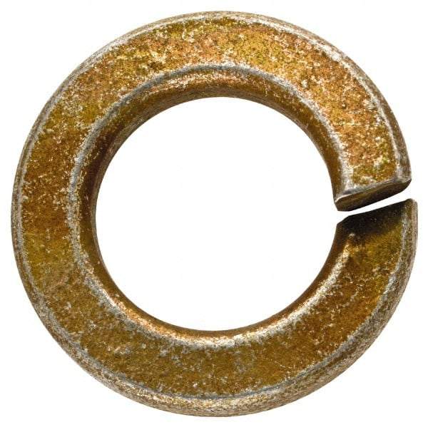 Made in USA - 1/2", 1/8" Thick Split Lock Washer - 1060 Spring Steel, Zinc Yellow Dichromate Finish, 0.502" Min ID, 0.512" Max ID, 0.889" Max OD - Benchmark Tooling