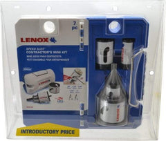 Lenox - 7 Piece, 7/8" to 2" Saw Diam, Contractor's Hole Saw Kit - Bi-Metal, Toothed Edge, Includes 5 Hole Saws - Benchmark Tooling