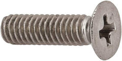 Made in USA - #8-32 UNC, 5/8" OAL Phillips Drive Machine Screw - Flat Head, Grade 18-8 Stainless Steel, Passivated Finish, Without Washer - Benchmark Tooling