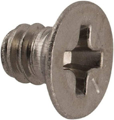 Made in USA - #6-32 UNC, 3/16" OAL Phillips Drive Machine Screw - Flat Head, Grade 18-8 Stainless Steel, Passivated Finish, Without Washer - Benchmark Tooling