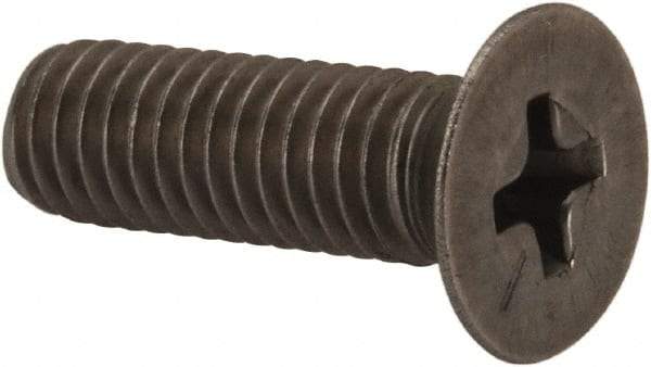 Made in USA - #10-32 UNF, 5/8" OAL Phillips Drive Machine Screw - Flat Head, Grade 18-8 Stainless Steel, Passivated Finish, Without Washer - Benchmark Tooling