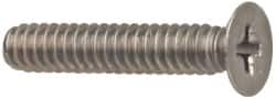 Made in USA - 1/4-28 UNF, 3/8" OAL Phillips Drive Machine Screw - Flat Head, Grade 18-8 Stainless Steel, Passivated Finish, Without Washer - Benchmark Tooling